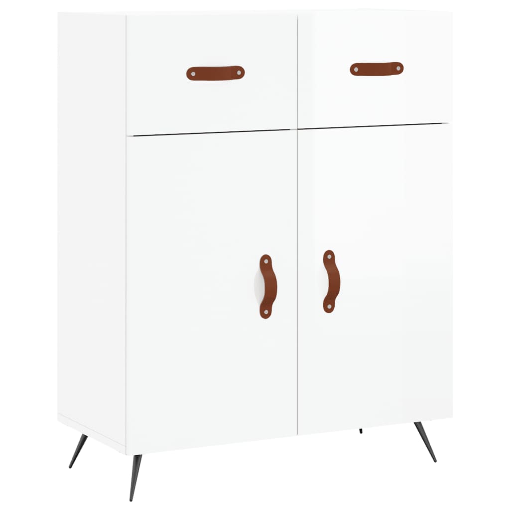 Credenza Bianco Lucido 69,5x34x180 cm in Legno Multistrato - homemem39