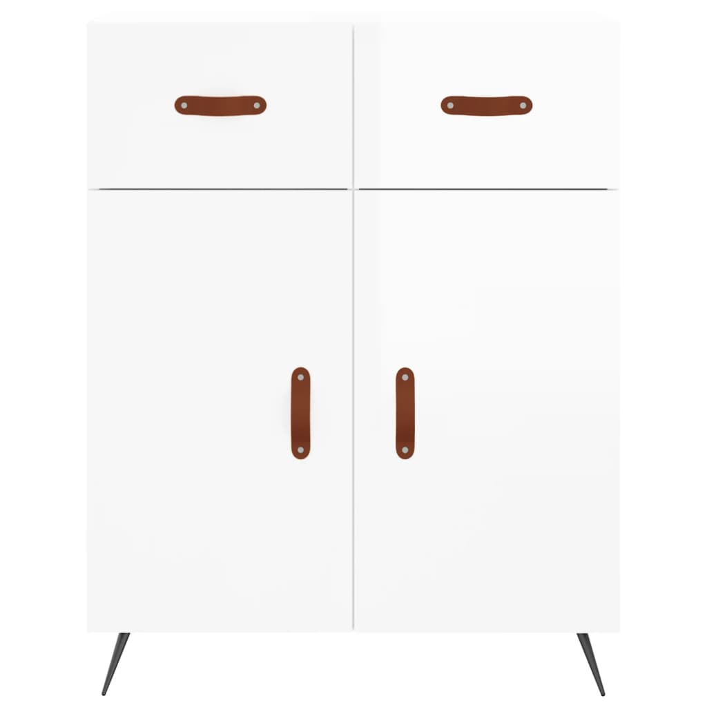 Credenza Bianco Lucido 69,5x34x180 cm in Legno Multistrato - homemem39