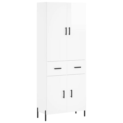 Credenza Bianco Lucido 69,5x34x180 cm in Legno Multistrato - homemem39