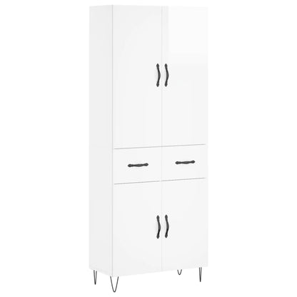 Credenza Bianco Lucido 69,5x34x180 cm in Legno Multistrato - homemem39