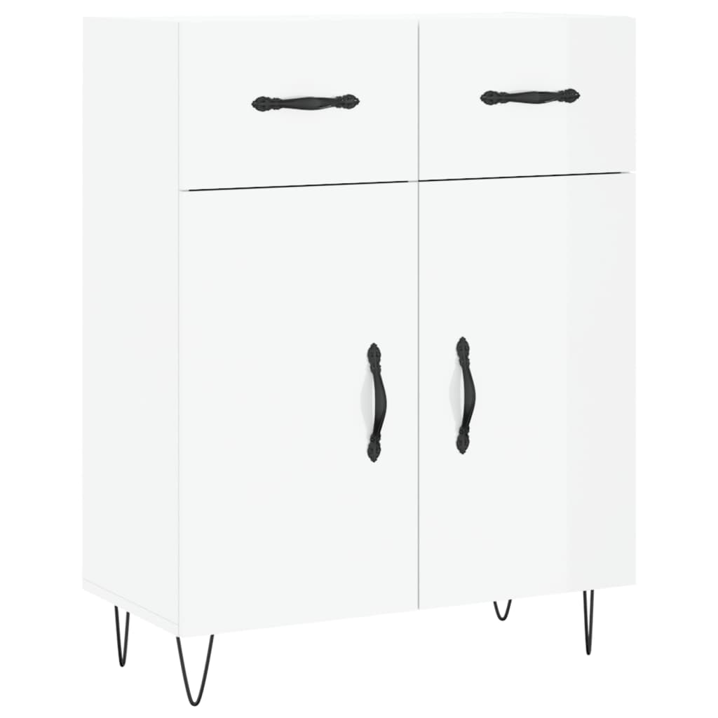 Credenza Bianco Lucido 69,5x34x180 cm in Legno Multistrato - homemem39