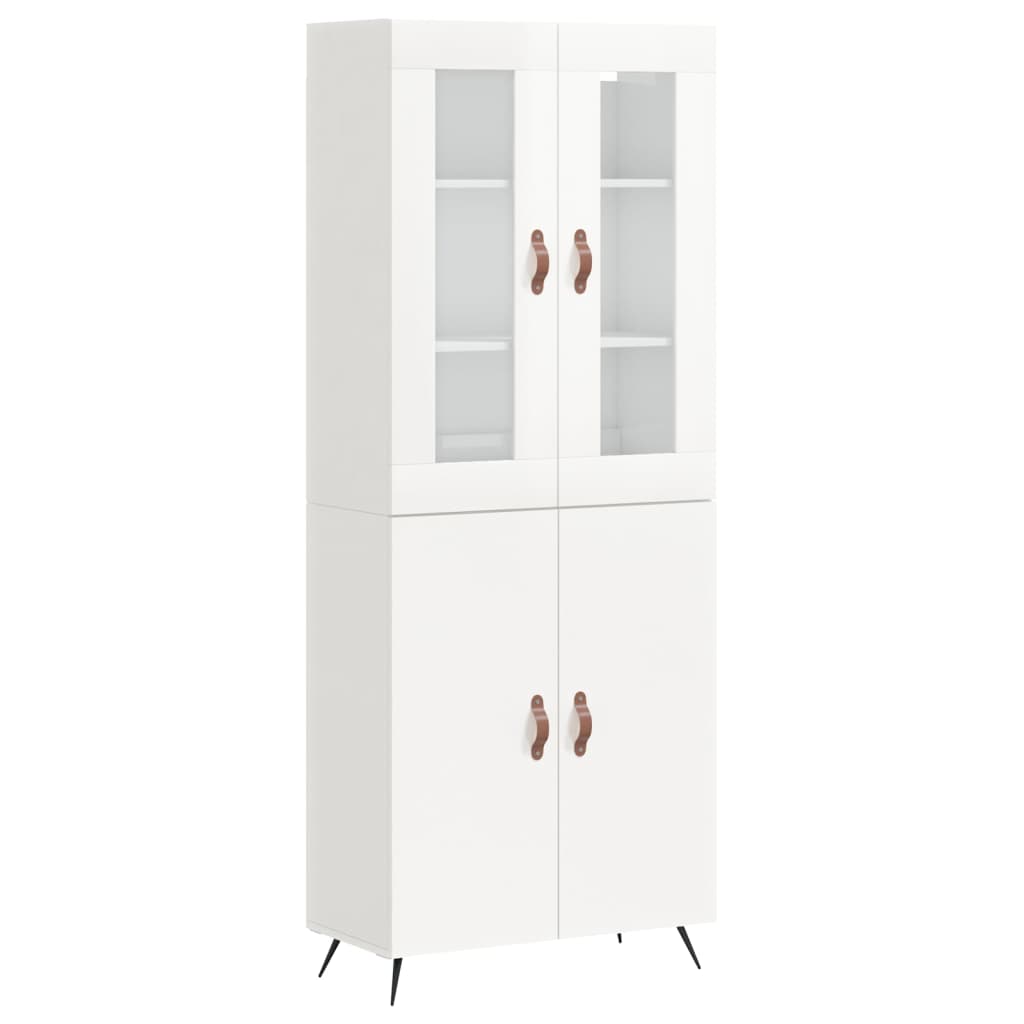 Credenza Bianco Lucido 69,5x34x180 cm in Legno Multistrato - homemem39