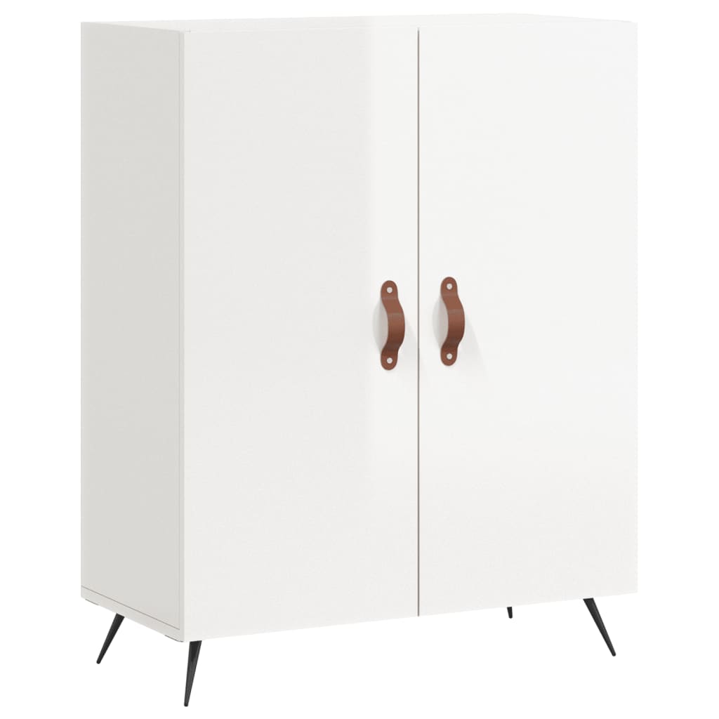 Credenza Bianco Lucido 69,5x34x180 cm in Legno Multistrato - homemem39