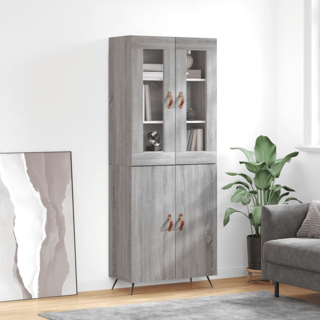 Credenza Grigio Sonoma 69,5x34x180 cm in Legno Multistrato - homemem39