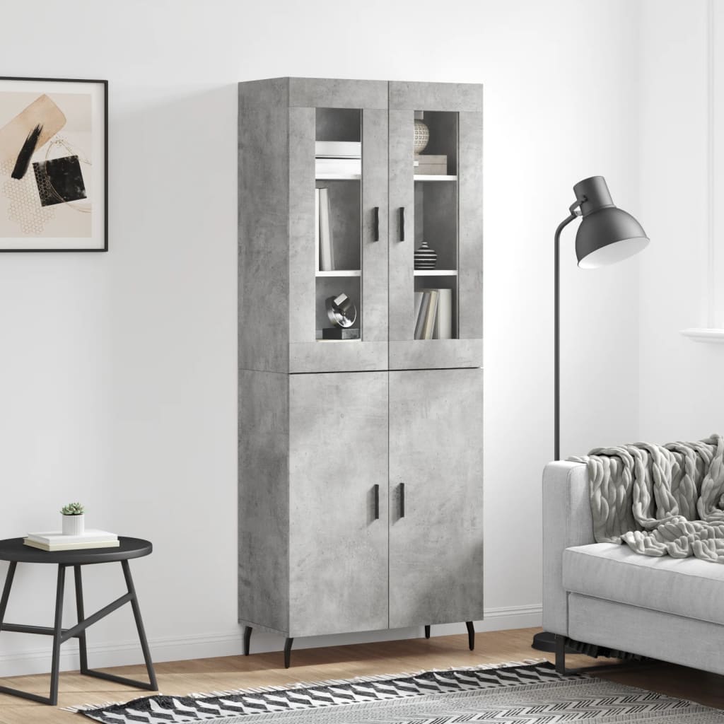 Credenza Grigio Cemento 69,5x34x180 cm in Legno Multistrato - homemem39