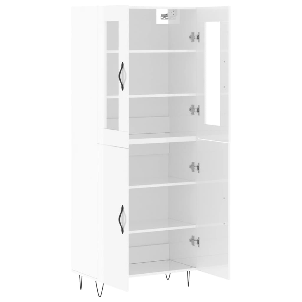 Credenza Bianco Lucido 69,5x34x180 cm in Legno Multistrato - homemem39