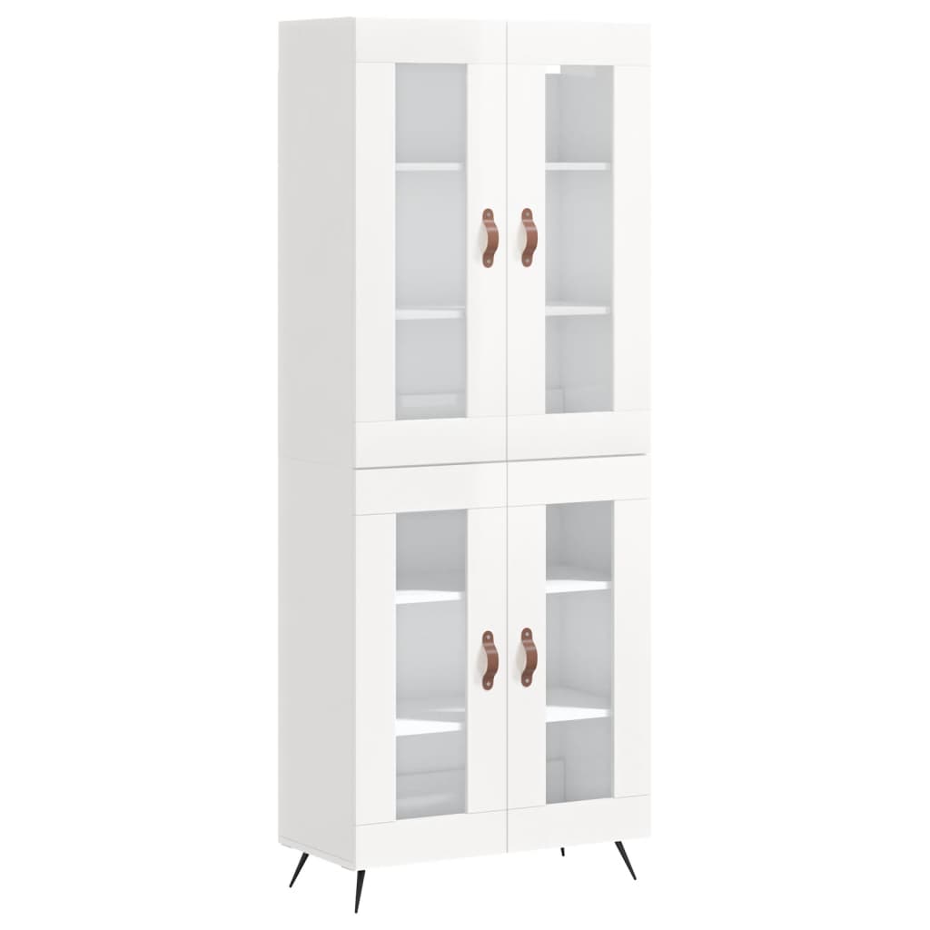 Credenza Bianco Lucido 69,5x34x180 cm in Legno Multistrato - homemem39