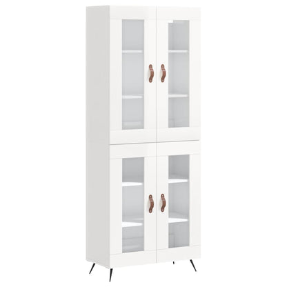 Credenza Bianco Lucido 69,5x34x180 cm in Legno Multistrato - homemem39