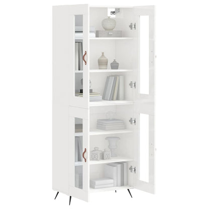 Credenza Bianco Lucido 69,5x34x180 cm in Legno Multistrato - homemem39