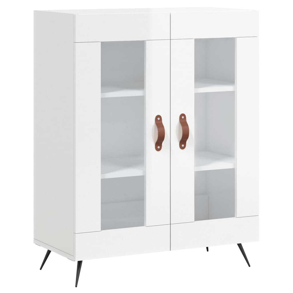 Credenza Bianco Lucido 69,5x34x180 cm in Legno Multistrato - homemem39