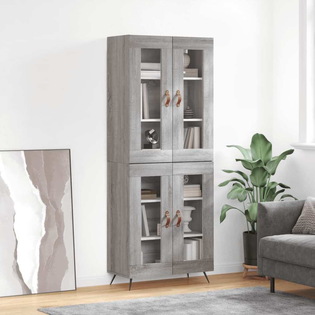 Credenza Grigio Sonoma 69,5x34x180 cm in Legno Multistrato - homemem39