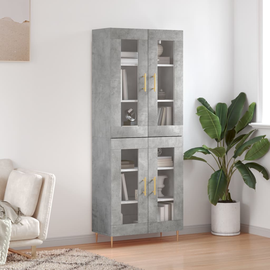 Credenza Grigio Cemento 69,5x34x180 cm in Legno Multistrato - homemem39