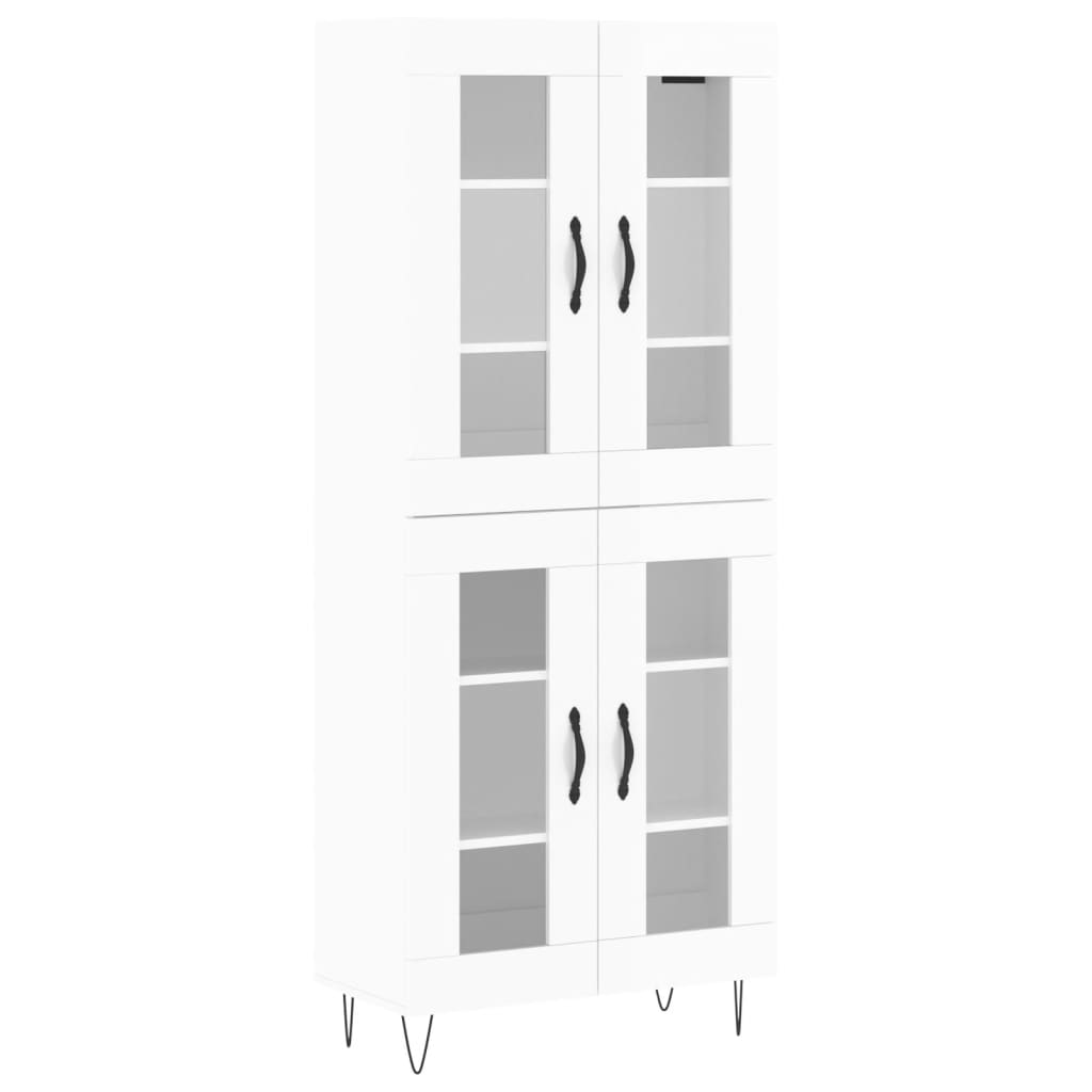 Credenza Bianco Lucido 69,5x34x180 cm in Legno Multistrato - homemem39