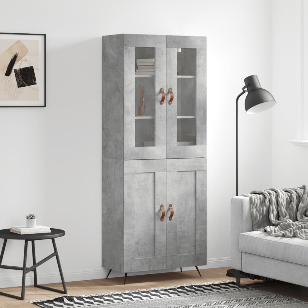 Credenza Grigio Cemento 69,5x34x180 cm in Legno Multistrato - homemem39