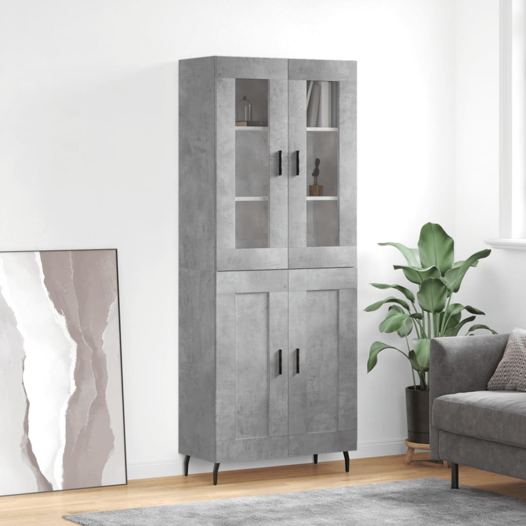 Credenza Grigio Cemento 69,5x34x180 cm in Legno Multistrato - homemem39