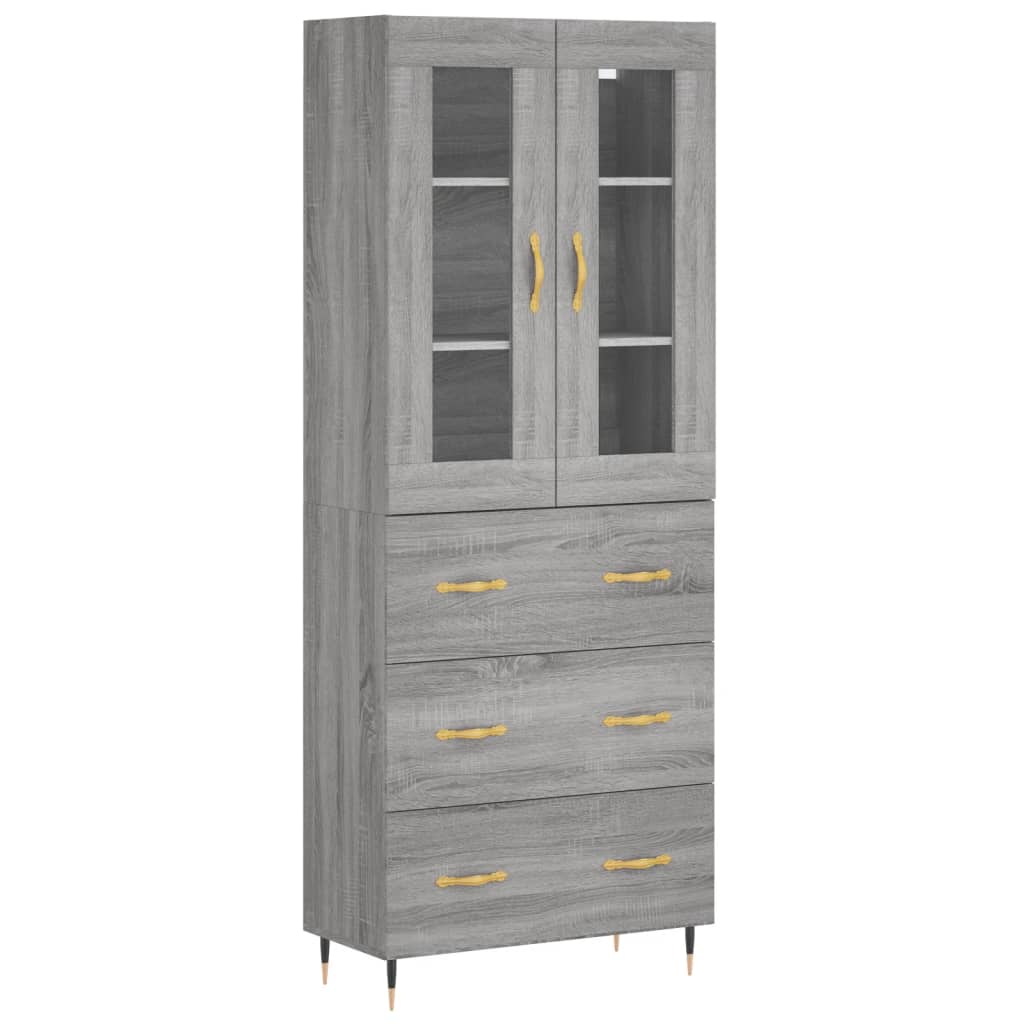 Credenza Grigio Sonoma 69,5x34x180 cm in Legno Multistrato - homemem39