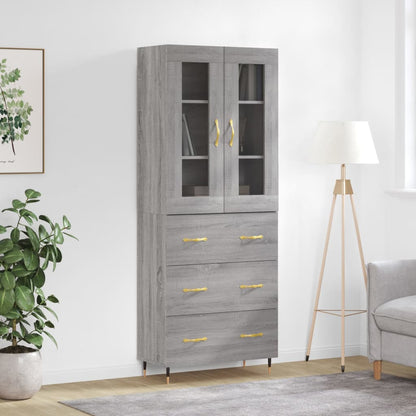 Credenza Grigio Sonoma 69,5x34x180 cm in Legno Multistrato - homemem39