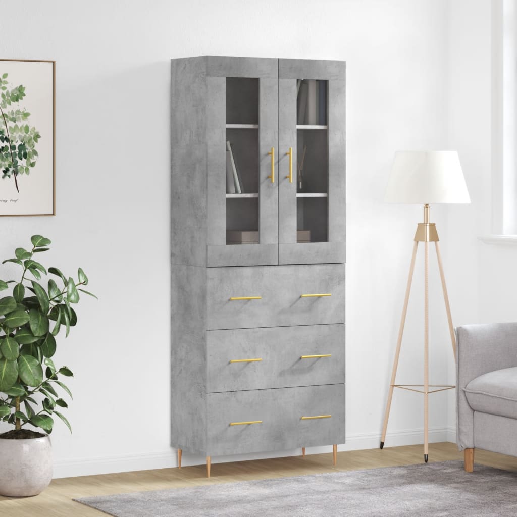 Credenza Grigio Cemento 69,5x34x180 cm in Legno Multistrato - homemem39