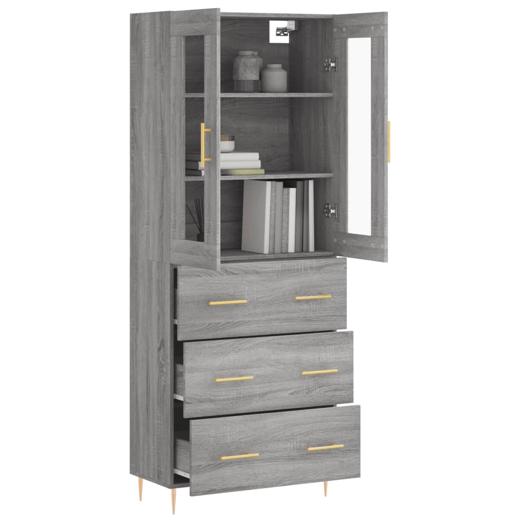 Credenza Grigio Sonoma 69,5x34x180 cm in Legno Multistrato - homemem39