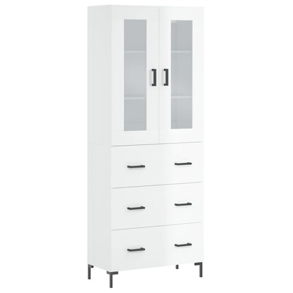 Credenza Bianco Lucido 69,5x34x180 cm in Legno Multistrato - homemem39