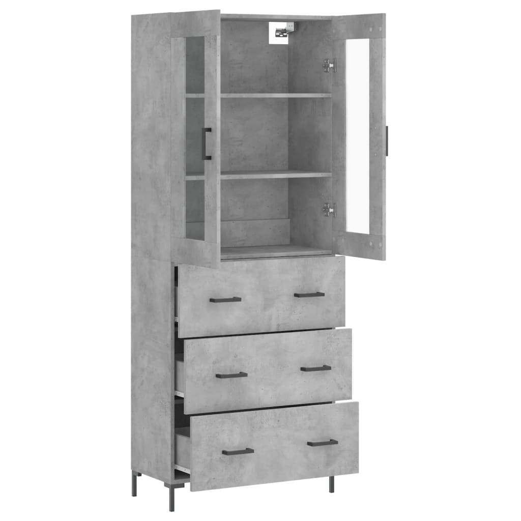 Credenza Grigio Cemento 69,5x34x180 cm in Legno Multistrato - homemem39