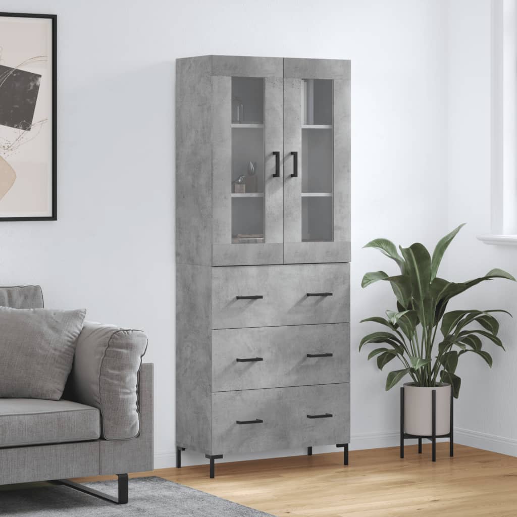 Credenza Grigio Cemento 69,5x34x180 cm in Legno Multistrato - homemem39