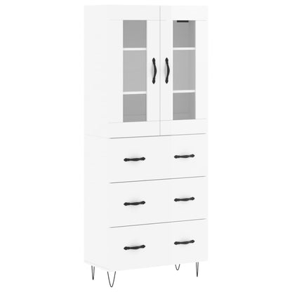 Credenza Bianco Lucido 69,5x34x180 cm in Legno Multistrato - homemem39