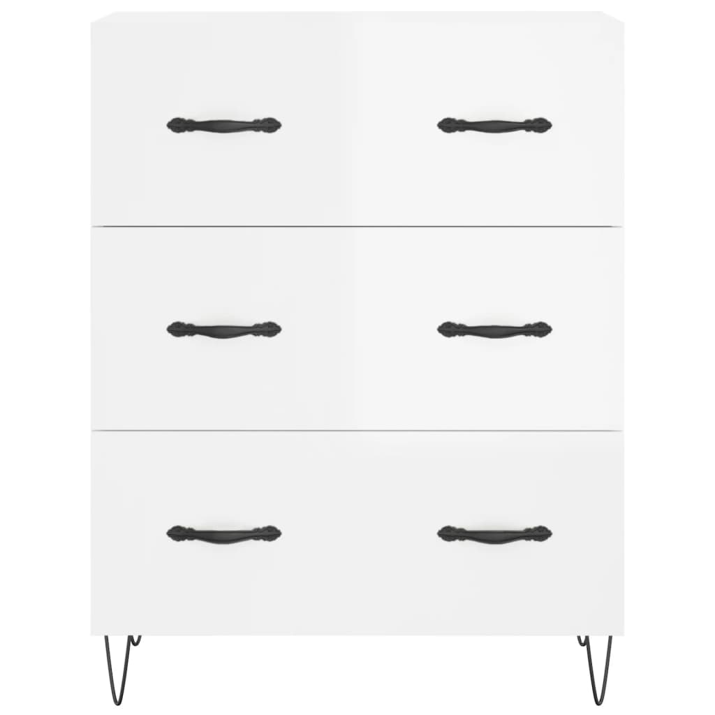 Credenza Bianco Lucido 69,5x34x180 cm in Legno Multistrato - homemem39