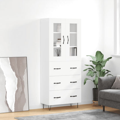 Credenza Bianco Lucido 69,5x34x180 cm in Legno Multistrato - homemem39