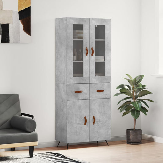 Credenza Grigio Cemento 69,5x34x180 cm in Legno Multistrato - homemem39