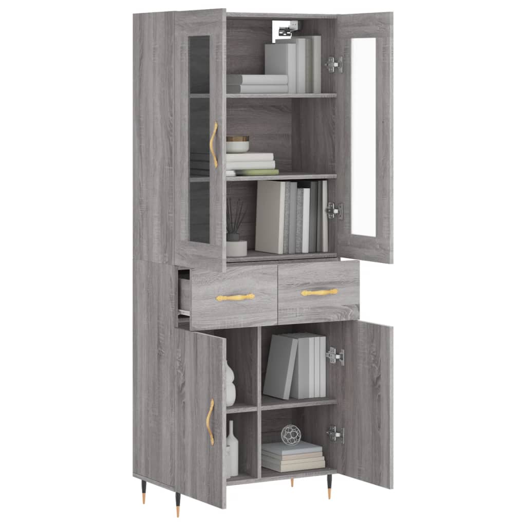 Credenza Grigio Sonoma 69,5x34x180 cm in Legno Multistrato - homemem39