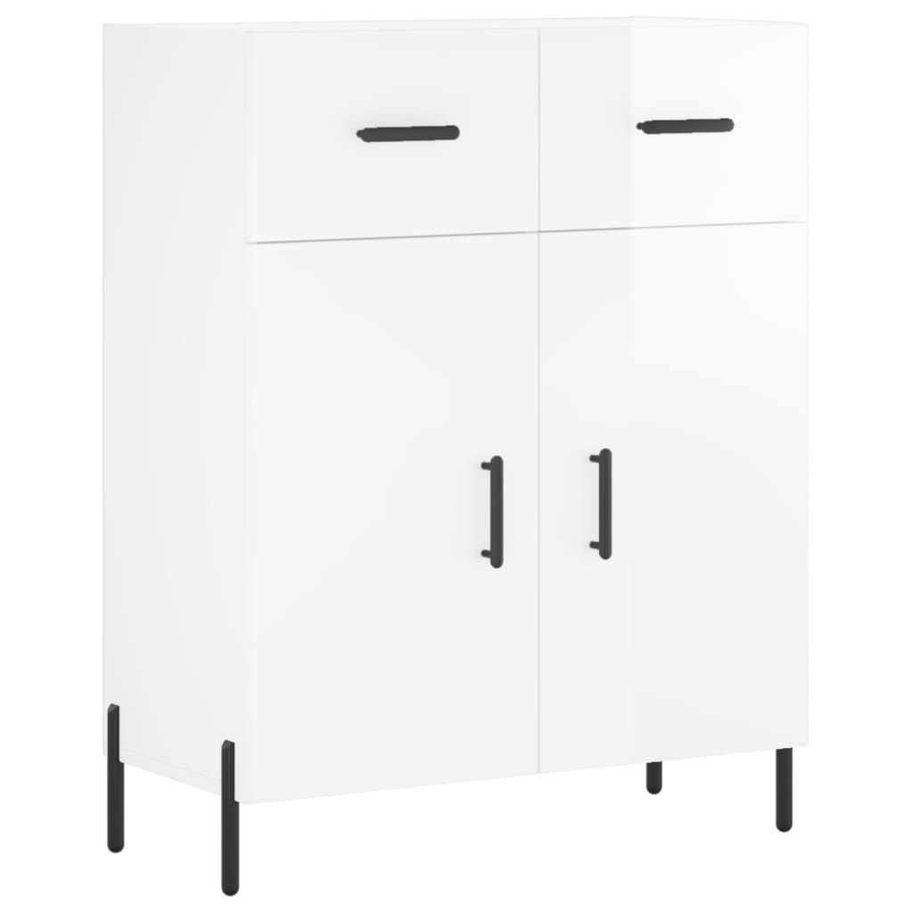 Credenza Bianco Lucido 69,5x34x180 cm in Legno Multistrato - homemem39