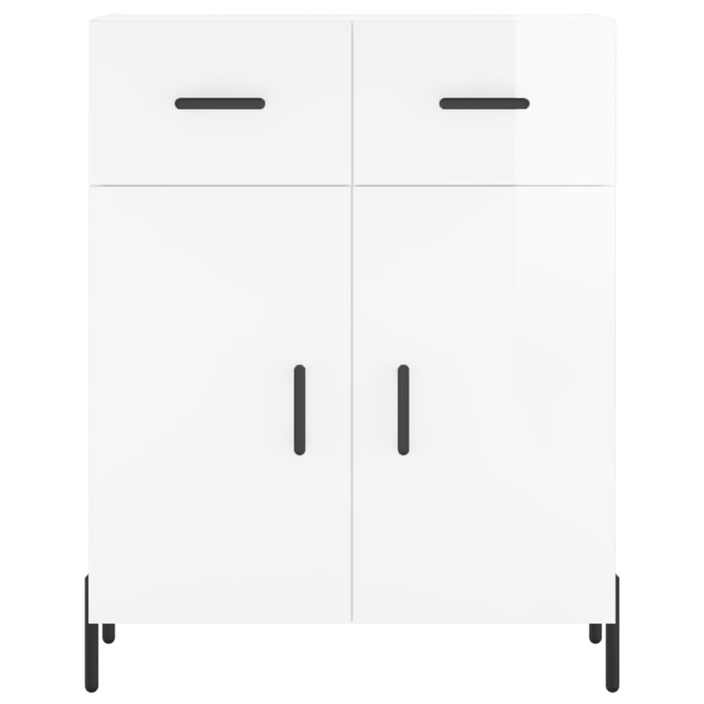 Credenza Bianco Lucido 69,5x34x180 cm in Legno Multistrato - homemem39