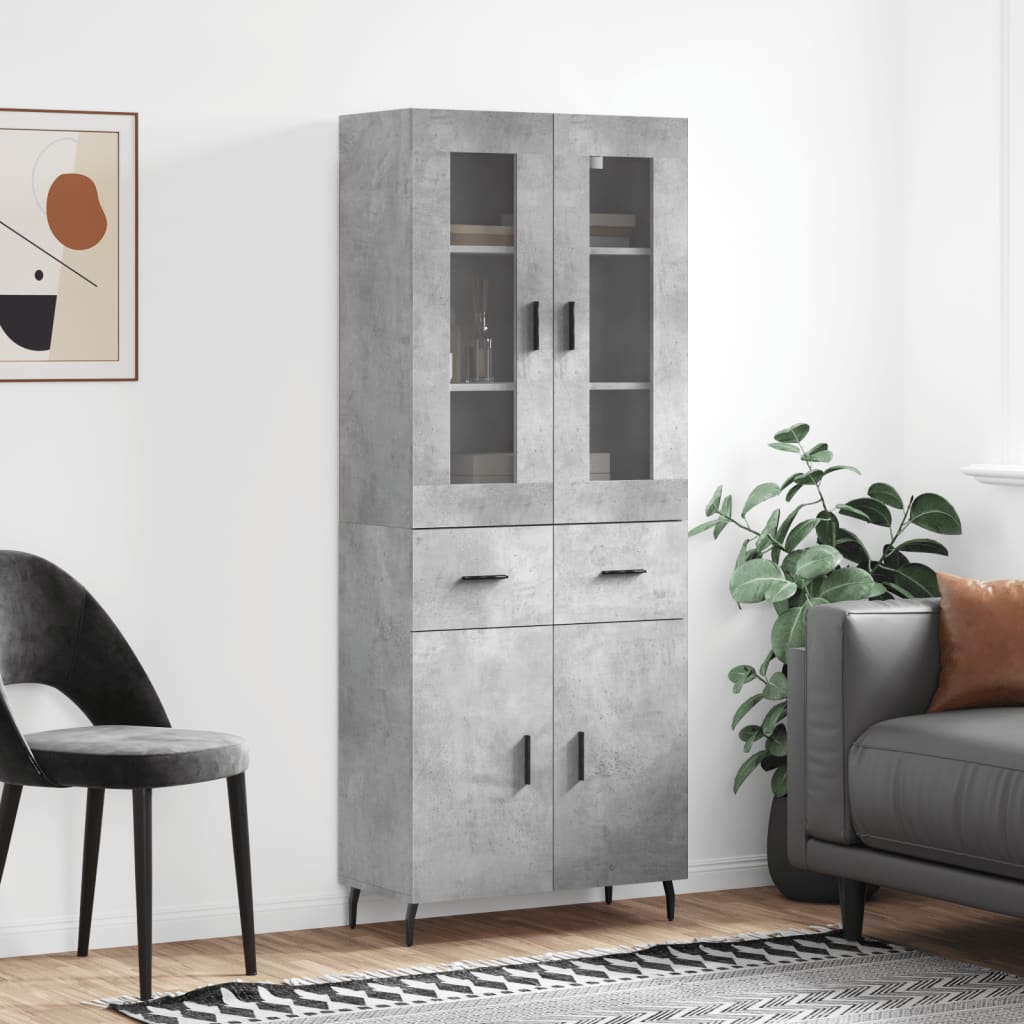 Credenza Grigio Cemento 69,5x34x180 cm in Legno Multistrato - homemem39