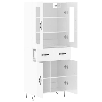 Credenza Bianco Lucido 69,5x34x180 cm in Legno Multistrato - homemem39