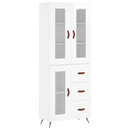 Credenza Bianco Lucido 69,5x34x180 cm in Legno Multistrato - homemem39