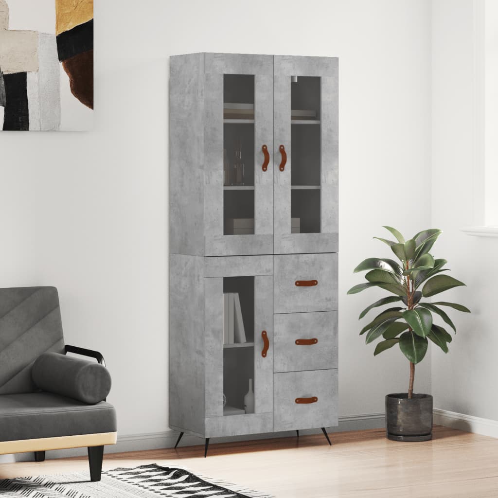 Credenza Grigio Cemento 69,5x34x180 cm in Legno Multistrato - homemem39