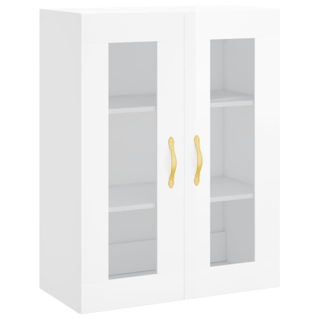 Credenza Bianco Lucido 69,5x34x180 cm in Legno Multistrato - homemem39