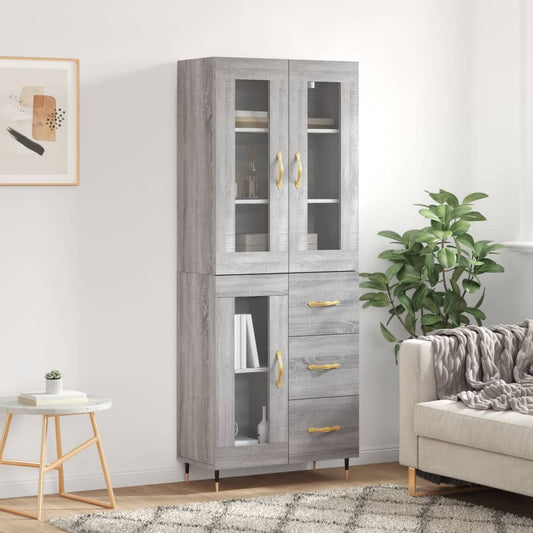 Credenza Grigio Sonoma 69,5x34x180 cm in Legno Multistrato - homemem39