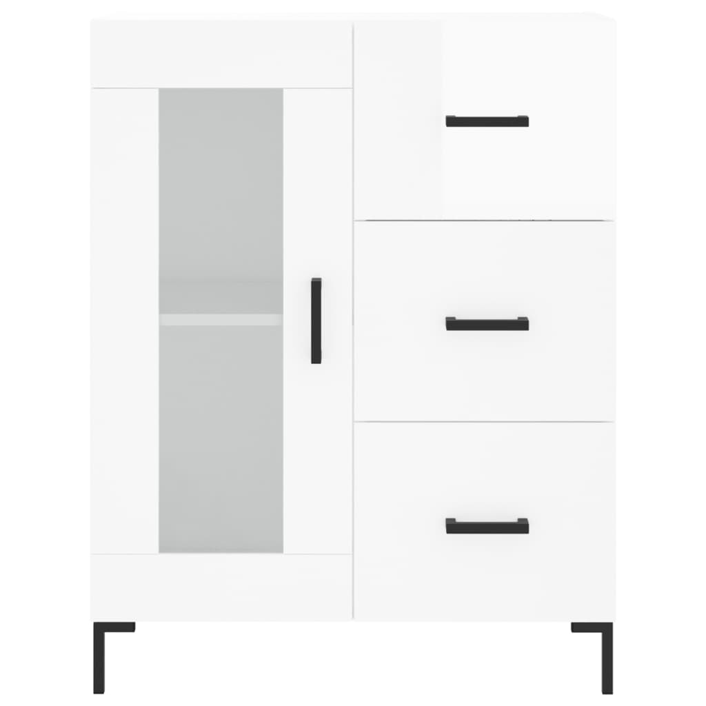 Credenza Bianco Lucido 69,5x34x180 cm in Legno Multistrato - homemem39