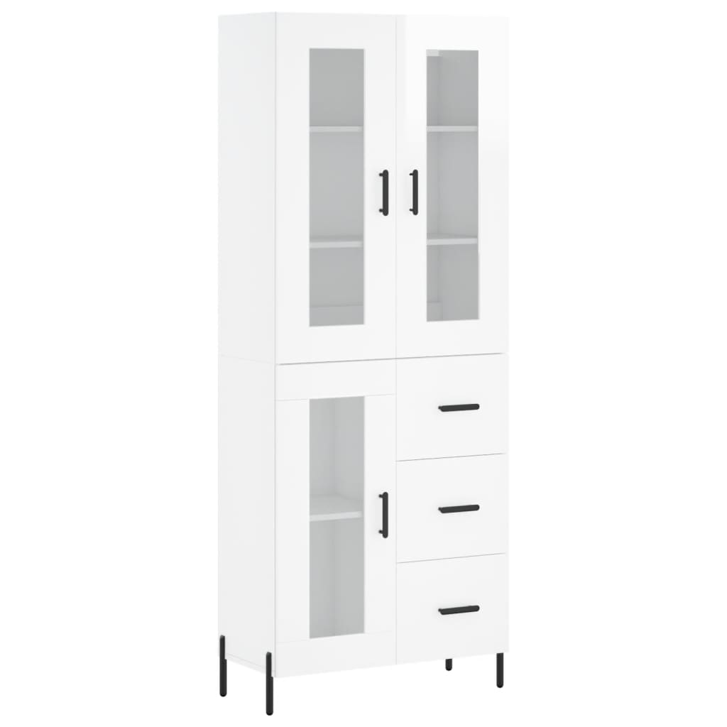 Credenza Bianco Lucido 69,5x34x180 cm in Legno Multistrato - homemem39