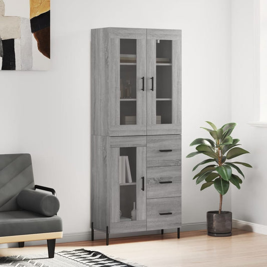 Credenza Grigio Sonoma 69,5x34x180 cm in Legno Multistrato - homemem39