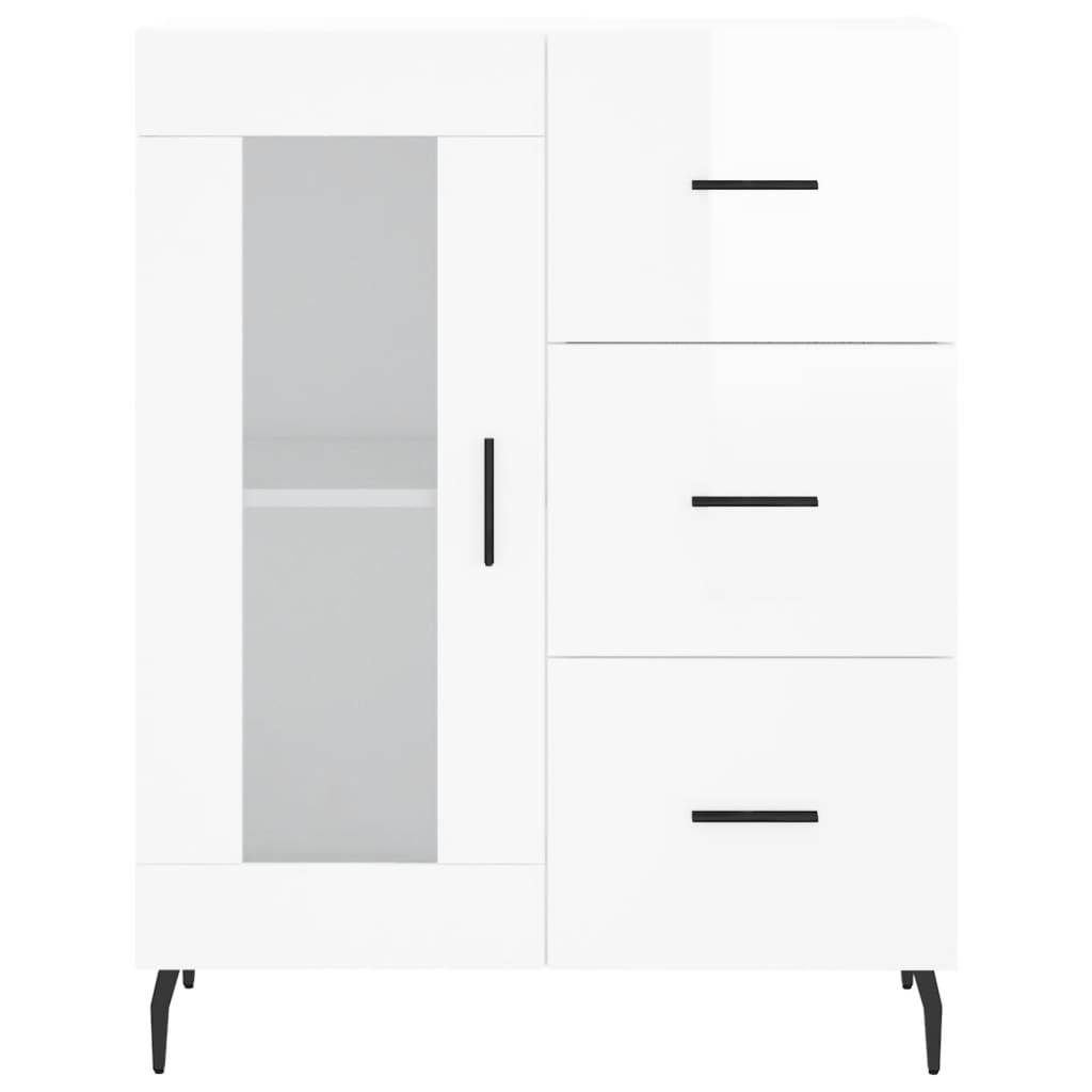 Credenza Bianco Lucido 69,5x34x180 cm in Legno Multistrato - homemem39