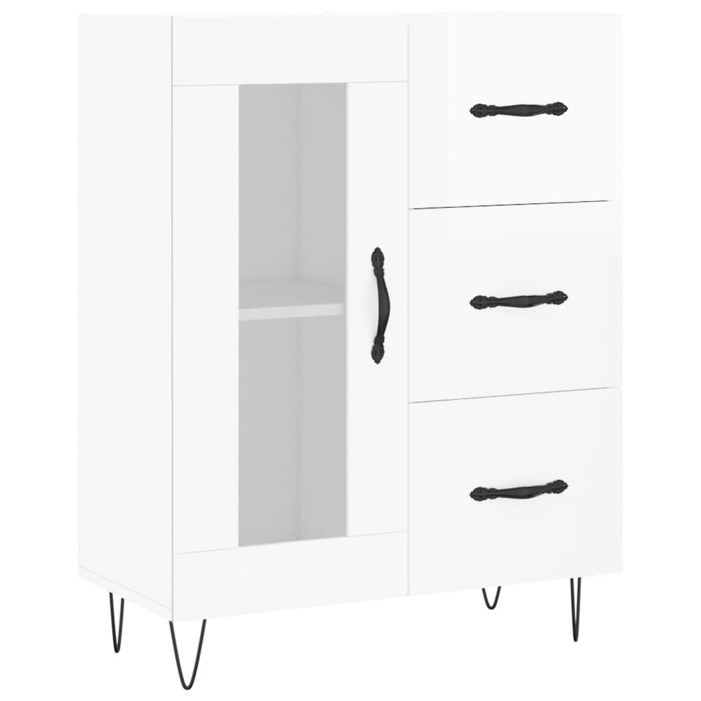 Credenza Bianco Lucido 69,5x34x180 cm in Legno Multistrato - homemem39