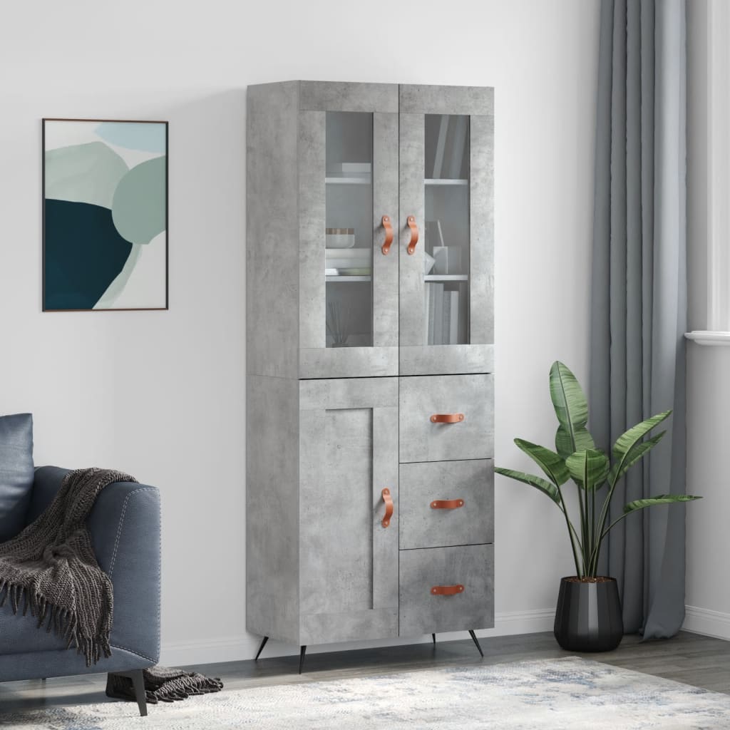 Credenza Grigio Cemento 69,5x34x180 cm in Legno Multistrato - homemem39