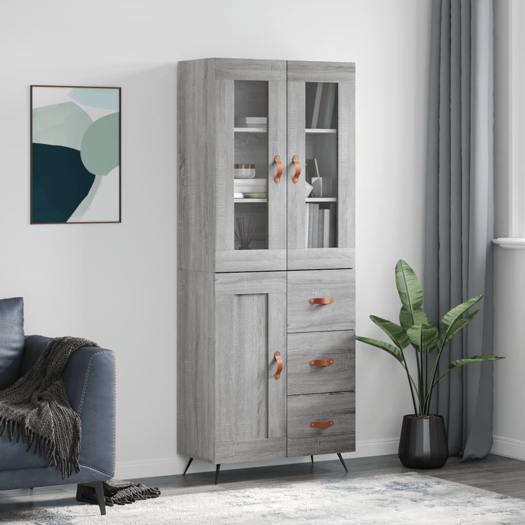 Credenza Grigio Sonoma 69,5x34x180 cm in Legno Multistrato - homemem39