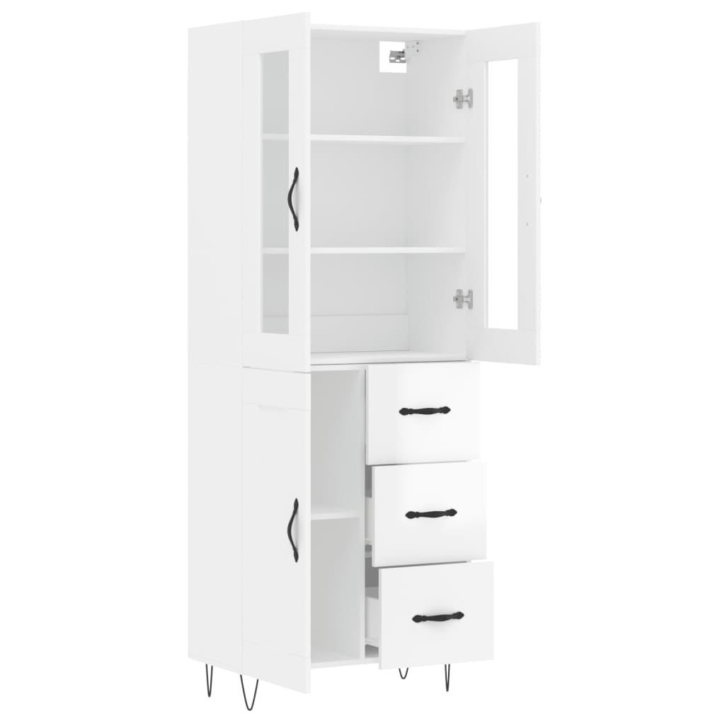 Credenza Bianco Lucido 69,5x34x180 cm in Legno Multistrato - homemem39