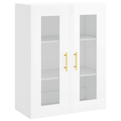 Credenza Bianco Lucido 69,5x34x180 cm in Legno Multistrato - homemem39