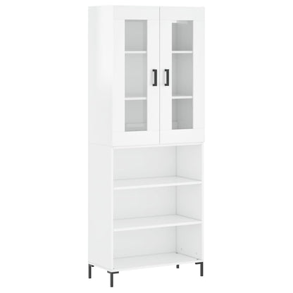 Credenza Bianco Lucido 69,5x34x180 cm in Legno Multistrato - homemem39