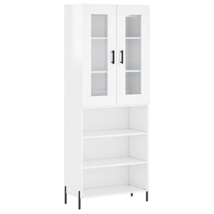 Credenza Bianco Lucido 69,5x34x180 cm in Legno Multistrato - homemem39